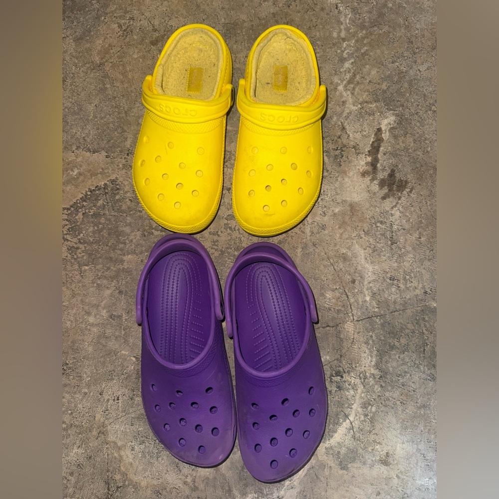 Yellow and Purple Clogs